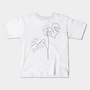 Monstera plant lineart Kids T-Shirt